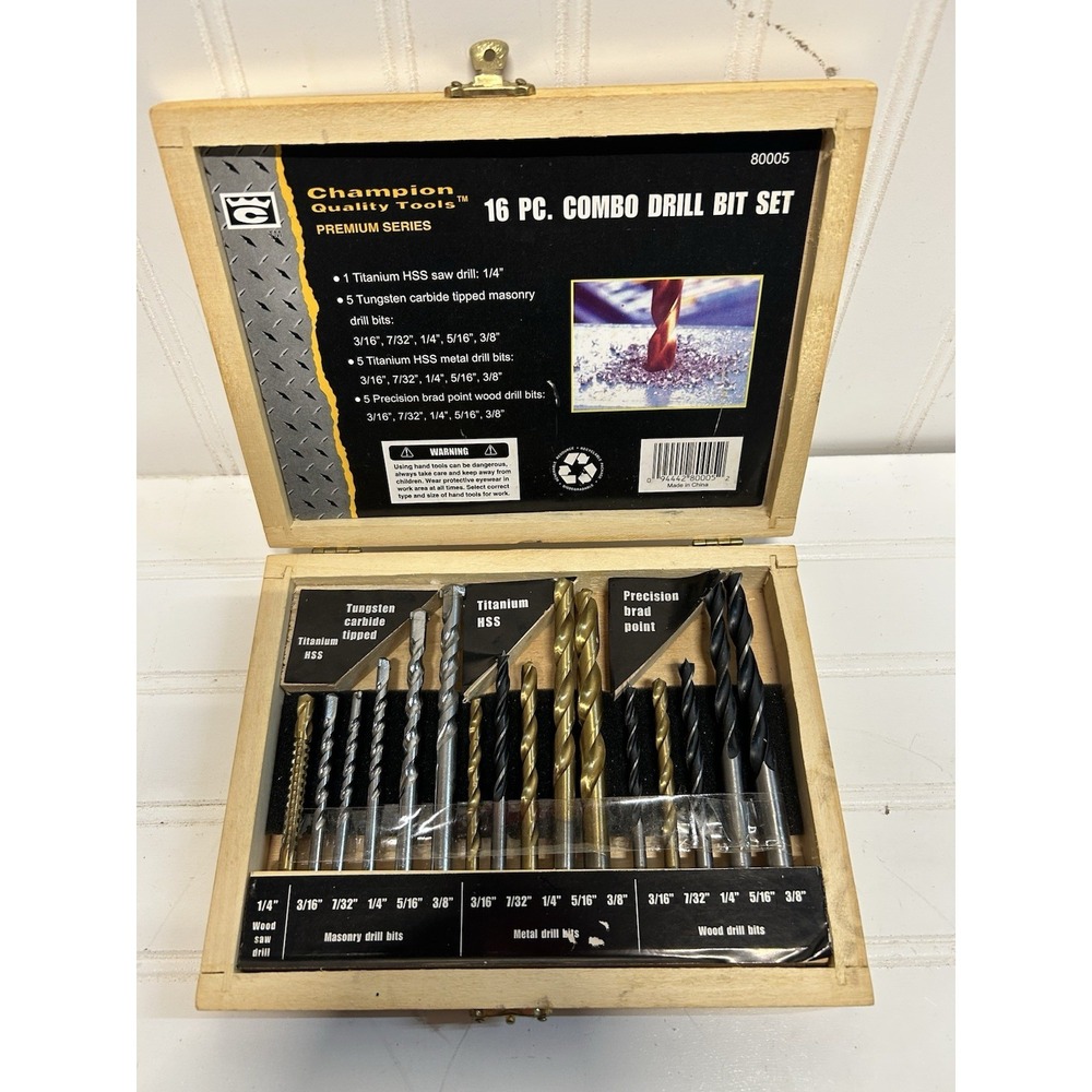 Drillbit Set With Wooden Case
